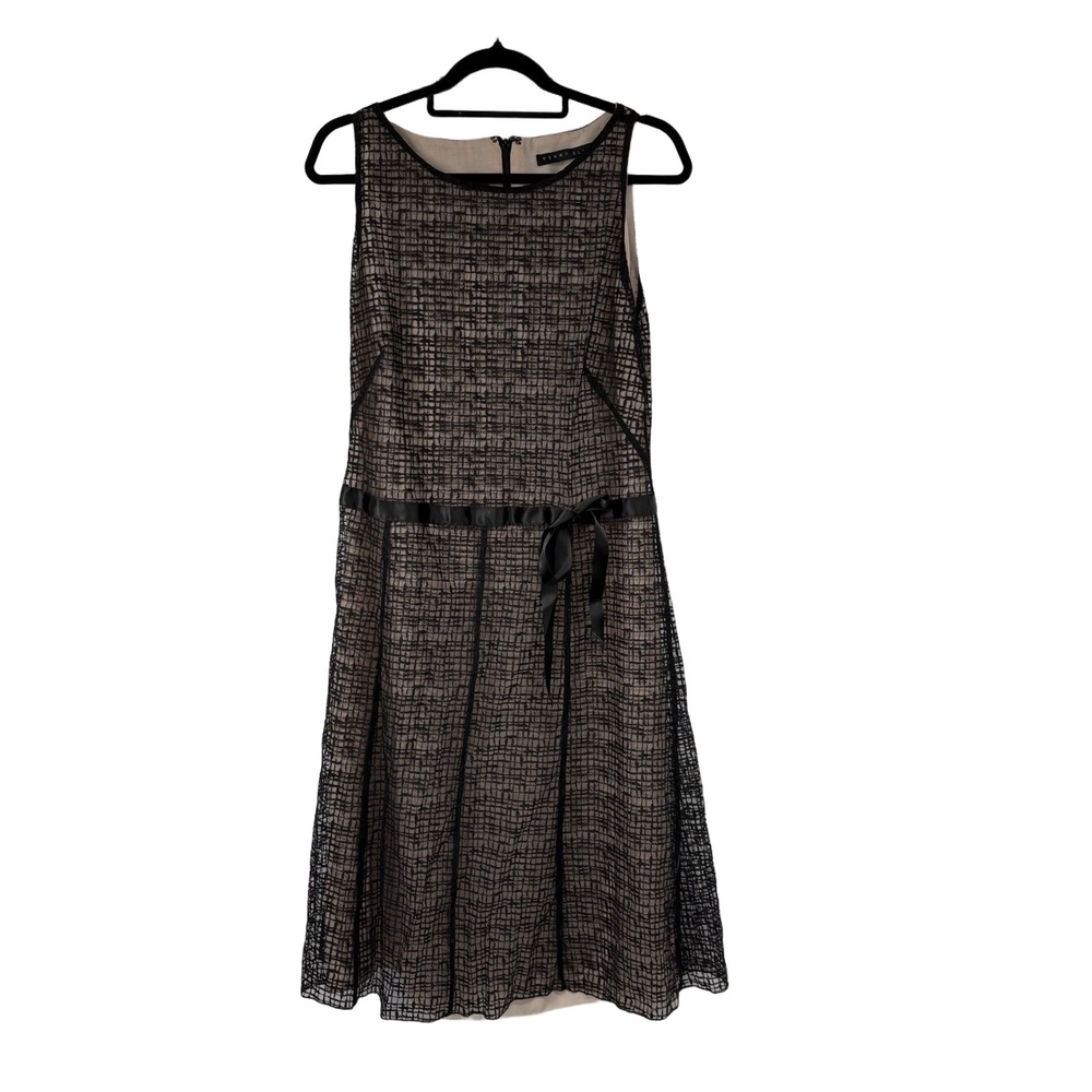 PERRY ELLIS Womens Black Sleeveless A-Line Lace Overlay Back Zipper Cocktail‎